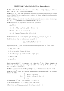 MATHF302 Probabilités II. Fiche d`exercices 3.