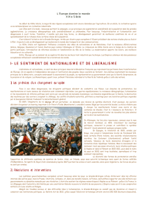 I- LE SENTIMENT DE NATIONALISME ET DE LIBERALISME 1) Les