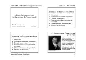 Introduction aux concepts fondamentaux de l`immunologie Bases de