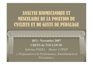 Analyse biomécanique et musculaire de la position du cycliste et du