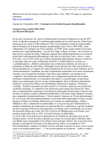 Bulletin de la Société française de philosophie, Paris : Vrin , 2001