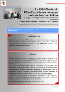 Cellule de Recherche Clinique – CHU Charleroi
