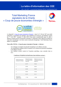 La lettre d`information des CEE Total Marketing France signataire de