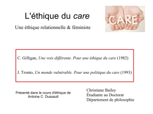 L`éthique du care - Christiane Bailey