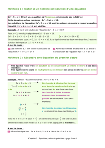 Méthode 1 : Tester si un nombre est solution d`une équation