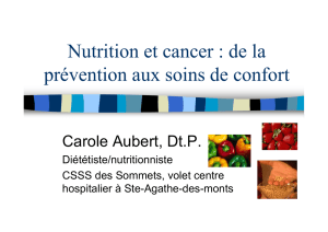 Nutrition et cancer : de la prévention aux soins - Palli
