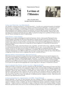 Levinas et l`Histoire - Fondation des Treilles