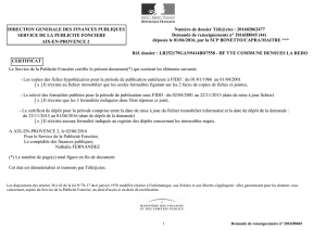 Le Service de la Publicité Foncière certifie le présent document