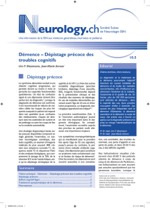 Démence – Dépistage précoce des troubles cognitifs Dépistage