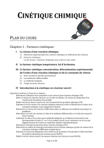 CINÉTIQUE CHIMIQUE - Chimie