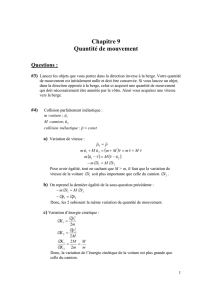 Chapitre 9 Quantité de mouvement