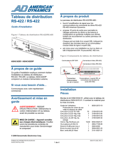 Tableau de distribution RS-422/RS-422 Guide d`installation 8200