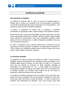 Certificat de publicité - Faculté de l`éducation permanente