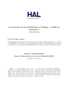 Le processus de la privatisation en Pologne : conflit ou consensus ?