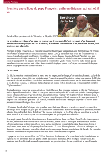 Première encyclique du pape François : enfin un dirigeant qui sait