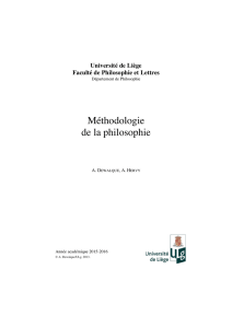 Méthodologie de la philosophie - ORBi