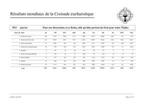 2011 Croisade Eucharistique Résultats Trésors