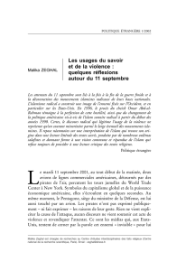 Les usages du savoir et de la violence : quelques réflexions autour