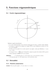 5. Fonctions trigonométriques 5.1 Cercle trigonométrique