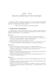 L3/TL — TP 2 Expressions arithmétiques et arbres syntaxiques