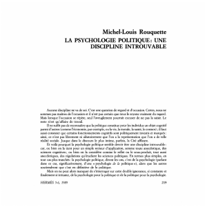 Michel-Louis Rouquette LA PSYCHOLOGIE POLITIQUE: UNE