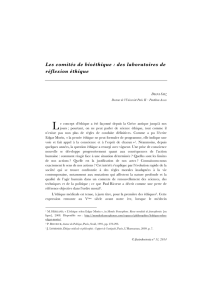 Les comités de bioéthique : des laboratoires de réflexion éthique