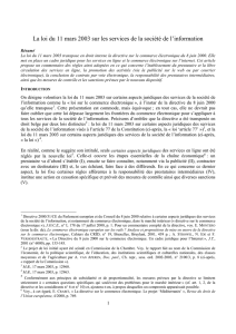 La loi du 11 mars 2003 sur les services de la société de l`information