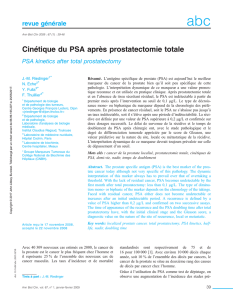 Cinétique du PSA après prostatectomie totale