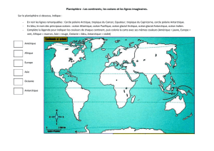 Planisphère : Les continents, les océans et les