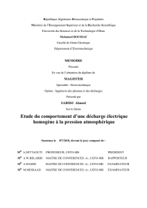 Etude du comportement d`une décharge électrique