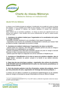 Charte du réseau Mémorys - Autonomie Paris Saint