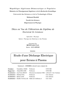 Etude d`une Décharge Electrique pour Ecrans à Plasma