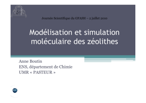 Modélisation et simulation moléculaire des zéolithes