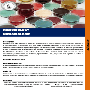 fiche licence microbiologie - Faculté des Science Exactes et des