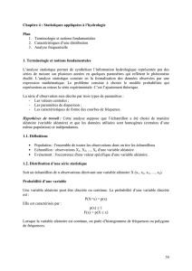 39 Chapitre 4 : Statistiques appliquées à l`hydrologie Plan 1