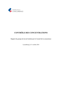 Contrôle des concentrations - rapport du 31 octobre 2016