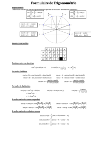 Formulaire de Trigonométrie