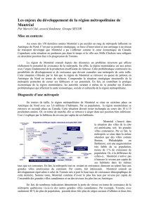 Les enjeux du développement de la région métropolitaine de