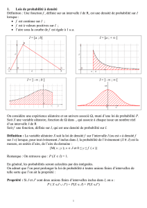 1. Lois de probabilité à densité Définition : Une fonction