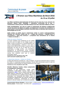 L`Ifremer aux Fêtes Maritimes de Brest 2016 du 13 au 19 juillet