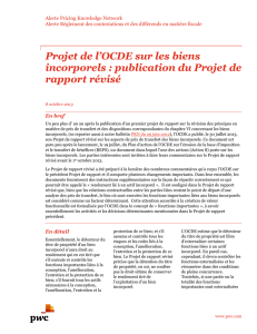 Projet de l`OCDE sur les biens incorporels : publication du