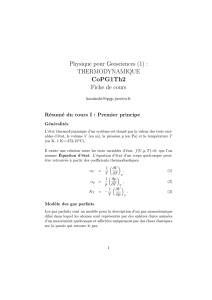Physique pour Geosciences (1) : THERMODYNAMIQUE CoPG1Th2