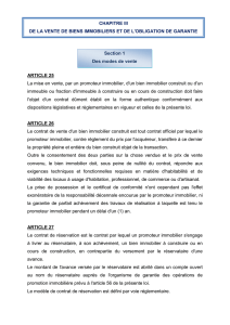 ARTICLE 25 La mise en vente, par un promoteur immobilier