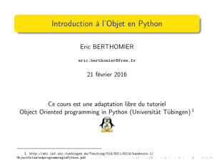 Introduction à l`Objet en Python - Eric Berthomier