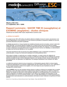 Rapport sommaire : SAVOR TIMI 53 (saxagliptine)