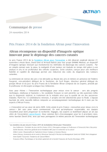 Communiqué de presse Prix France 2014 de la fondation Altran
