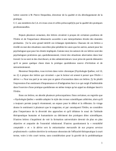 Lettre d`André Renaud, psychologue et psychanalyste