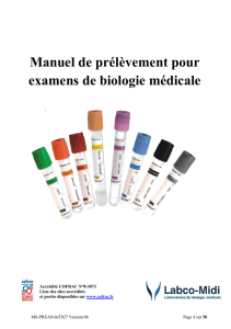 Manuel de prélèvement pour examens de biologie médicale