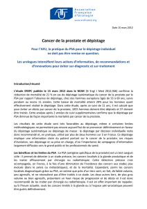 Cancer de la prostate et dépistage - Centre Européen de la Prostate