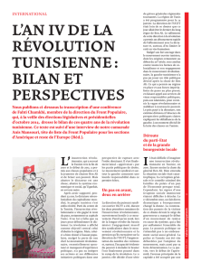 l`an iv de la révolution tunisienne : bilan et perspectives
